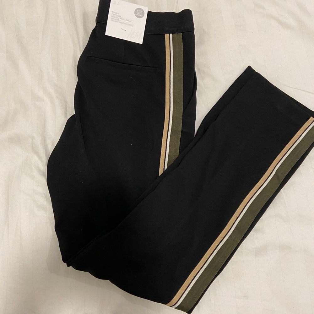 H&M Black ankle-length pant with side stripes
